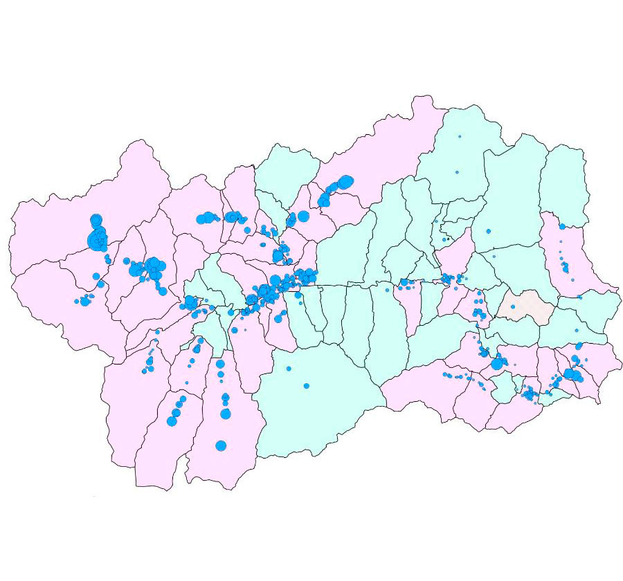 mappa del Radon in Valle D'Aosta